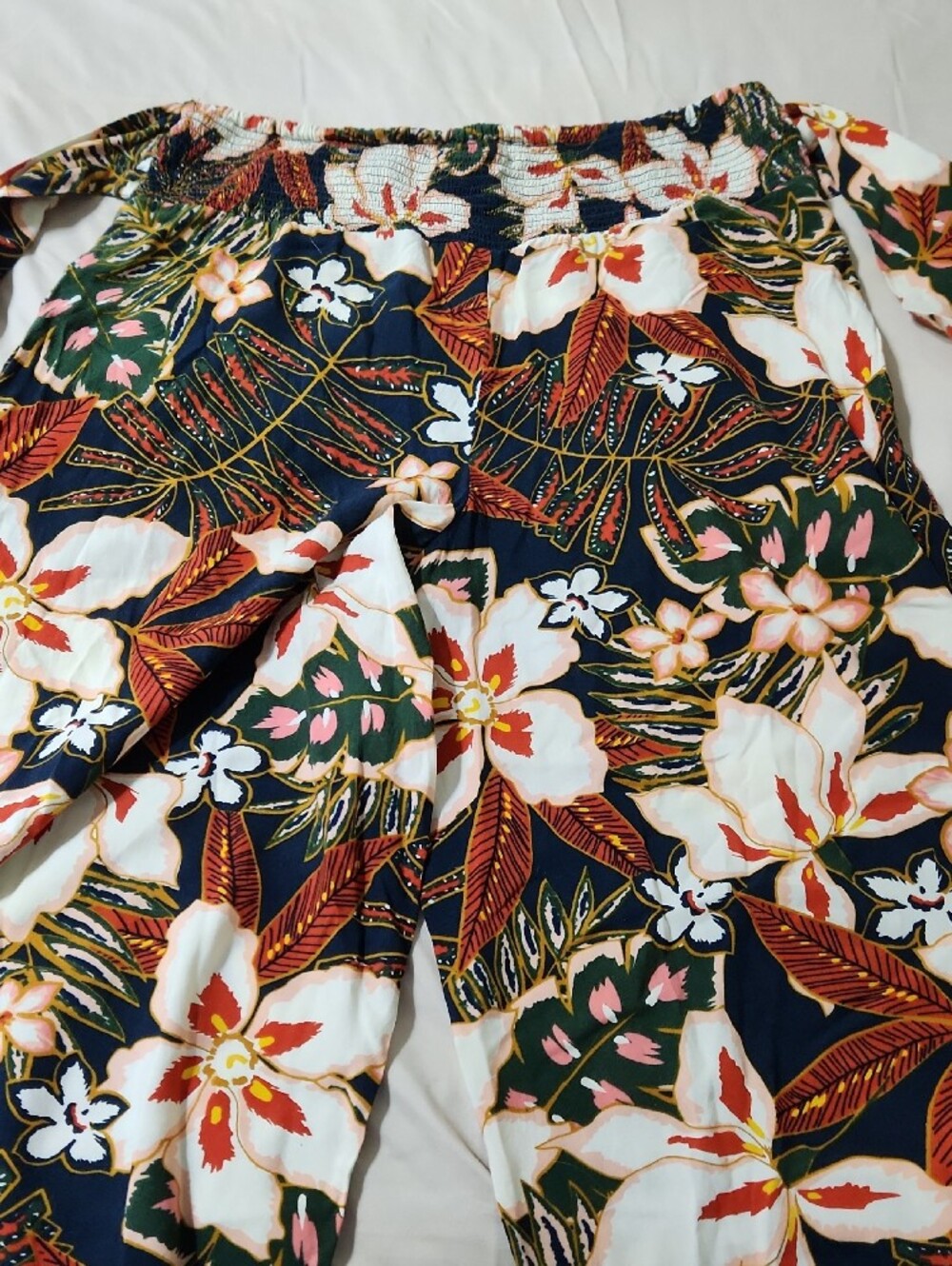 Patrons of Peace Wide Leg Floral Pants — Navy, White, Green, Pink - Picture 8 of 10